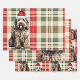 Bergamasco Christmas Dog Holiday Plaid Wrapping Paper Sheet