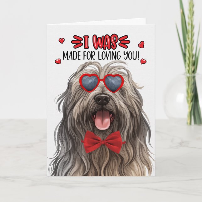 Bergamasco Dog Made for Loving You Valentine Holiday Card (Front)