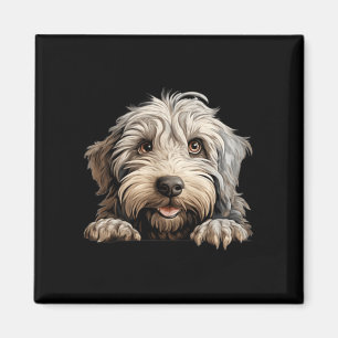 Bergamasco Dog Mum Dad Peeking Puppy Magnet
