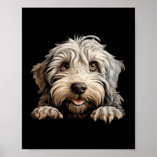Bergamasco Dog Mum Dad Peeking Puppy Poster