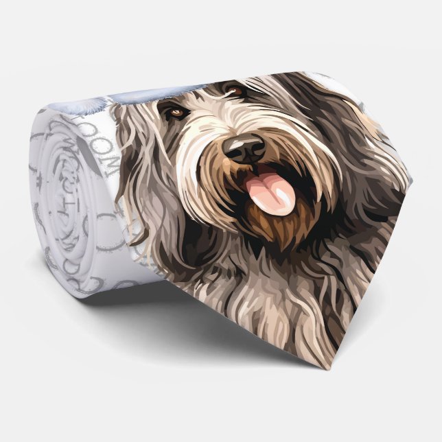 Bergamasco Funny Woof Christmas Dog Lover Tie (Rolled)