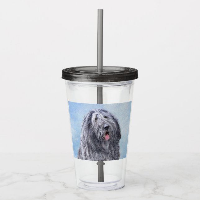 Bergamasco Sheepdog Painting - Cute Original Dog A Acrylic Tumbler (Front)