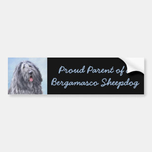 Bergamasco Sheepdog Painting - Cute Original Dog A Bumper Sticker