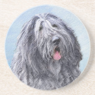 Bergamasco Sheepdog Painting - Cute Original Dog A Coaster