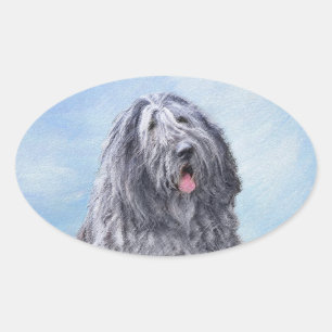 Bergamasco Sheepdog Painting - Cute Original Dog A Oval Sticker