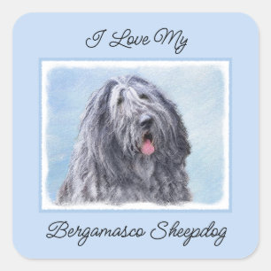 Bergamasco Sheepdog Painting - Cute Original Dog A Square Sticker