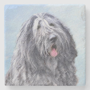 Bergamasco Sheepdog Painting - Cute Original Dog A Stone Coaster