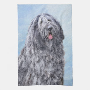Bergamasco Sheepdog Painting - Cute Original Dog A Tea Towel