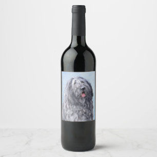 Bergamasco Sheepdog Painting - Cute Original Dog A Wine Label