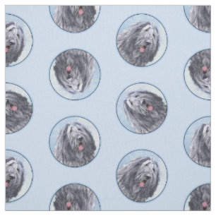 Bergamasco Sheepdog Shepherd Painting Cute Dog Art Fabric