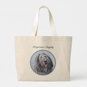 Bergamasco Sheepdog Shepherd Painting Cute Dog Art Large Tote Bag