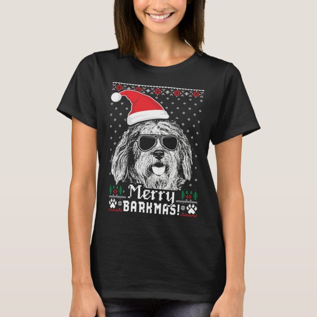 Bergamasco Shepherd Merry Barkmas Christmas T-Shirt (Front)