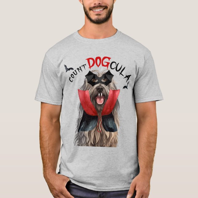 Bergamasco Vampire Dog Funny Halloween T-Shirt (Front)
