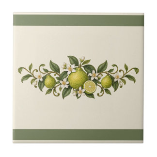 Bergamot Citrus Blossom Custom Colour Frieze Ceramic Tile