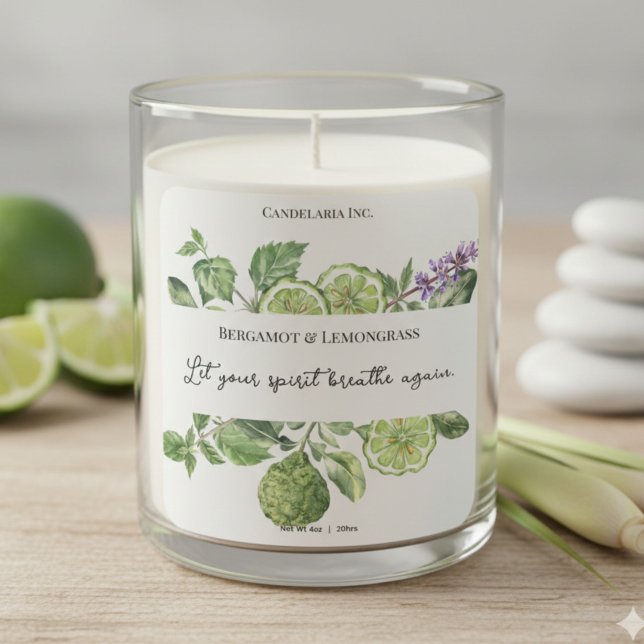 Bergamot Lemongrass Candle Label Quote Sticker (Creator Uploaded)