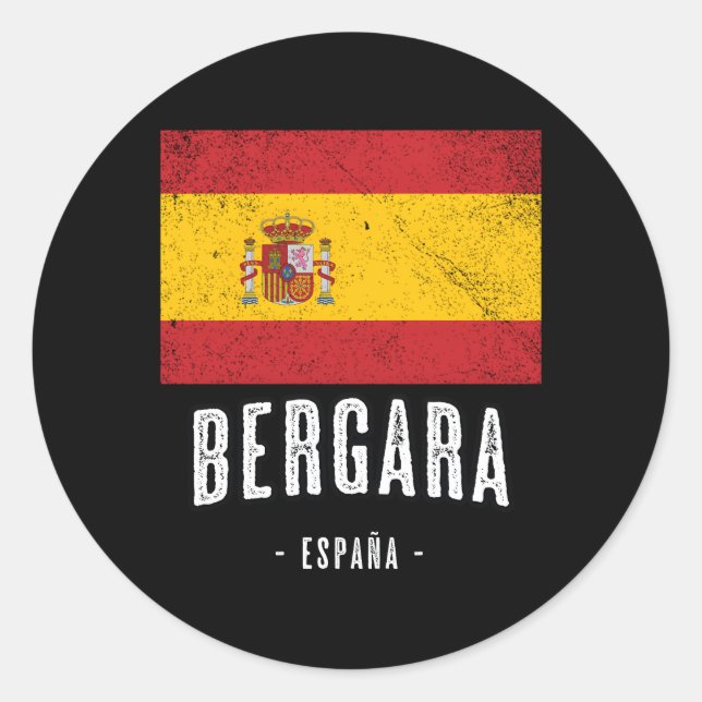 Bergara Spain Es Flag City Bandera Ropa Classic Round Sticker (Front)