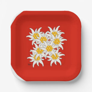 Bergblume Edelweiss Teller Paper Plate