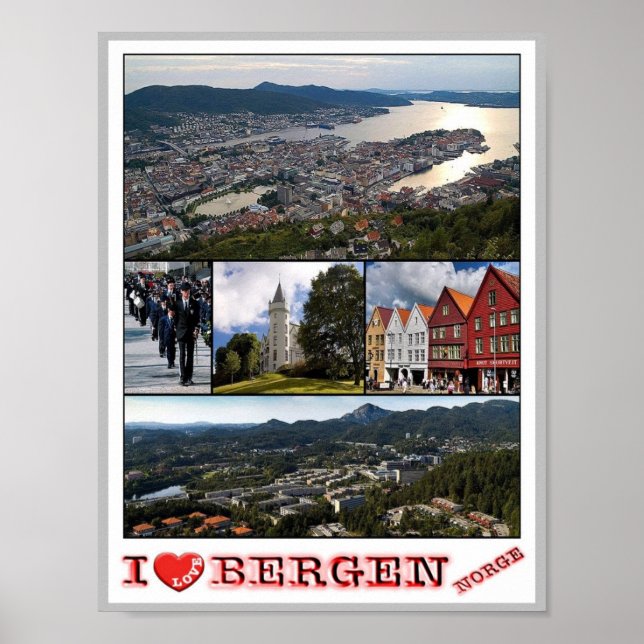 Bergen - Norge - I Love - Poster (Front)