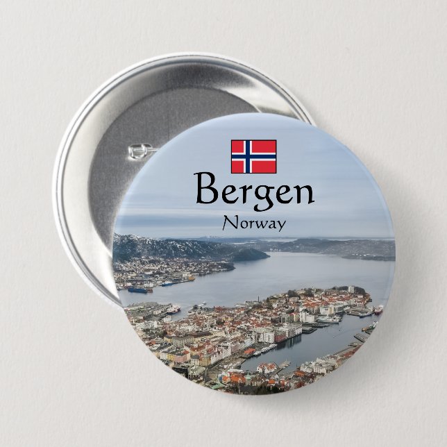 Bergen Norway 7.5 Cm Round Badge (Front & Back)