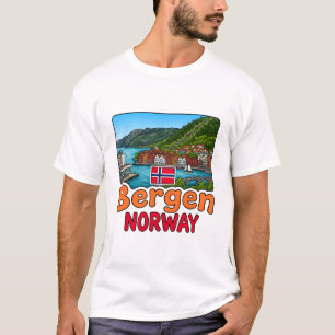 Bergen Norway Cute Skyline Flag Pride T-Shirt