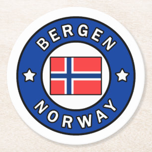 Bergen Norway Round Paper Coaster