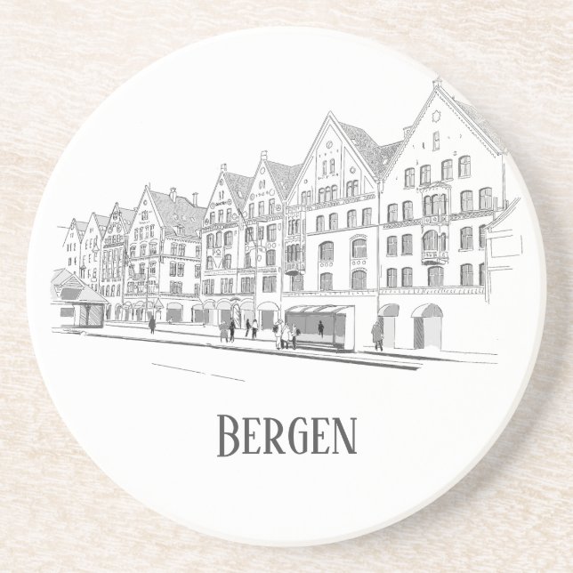Bergen Norway Streetscape Beautiful Line Coaster (Front)