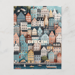 Bergen Norway Travel Postcard