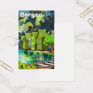 Bergen Norway Travel Postcard Art, Bergen Postcard