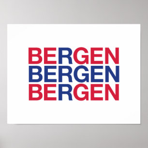 BERGEN Norwegian Flag Poster