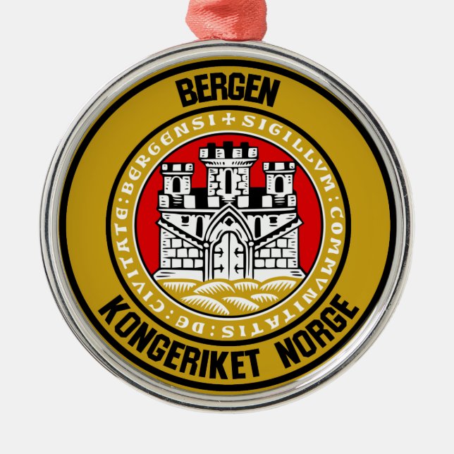 Bergen Round Emblem Metal Ornament (Front)