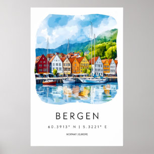 Bergen Watercolor 2 Poster