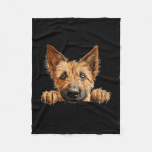Berger card Dog Mum Dad Peeking Puppy Fleece Blanket