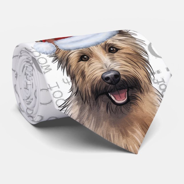 Berger Picard Funny Woof Christmas Dog Lover Tie (Rolled)