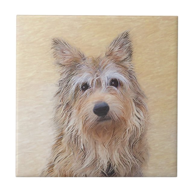 Berger Picard Painting - Cute Original Dog Art Ceramic Tile (Front)