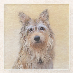 Berger Picard Painting - Cute Original Dog Art Glass Coaster