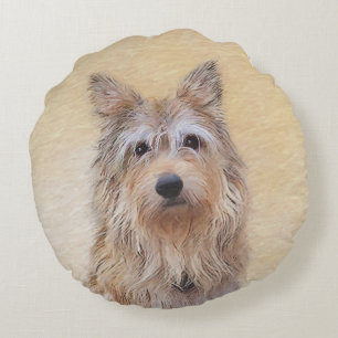 Berger Picard Painting - Cute Original Dog Art Round Cushion