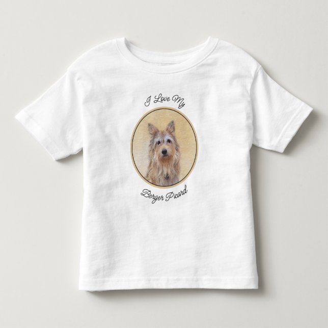 Berger Picard Painting - Cute Original Dog Art Toddler T-Shirt (Front)