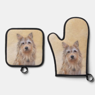Berger Picard Shepherd Dark Fawn Painting Dog Art Oven Mitt & Pot Holder Set