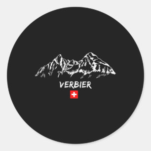 Bergpanorama Ski Holidays Apres-ski Verbier Classic Round Sticker