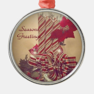 Beribboned Holiday Candle Metal Tree Decoration