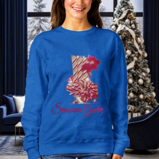 Beribboned Holiday Candle Sweatshirt (This holiday sweatshirt, beats the traditional ugly sweater, in style and design!)