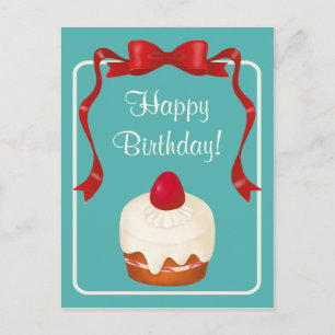 Beribboned Strawberry Cake Postcard