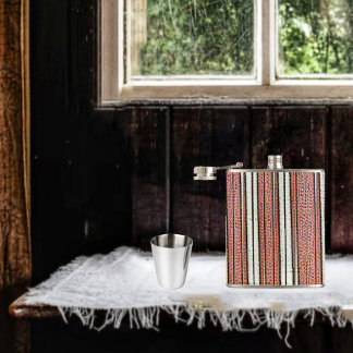 Beribboned Stripes Hip Flask