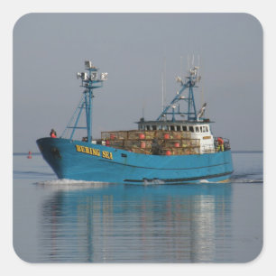 Bering Sea, Crab Boat in Dutch Harbour, AK Square Sticker