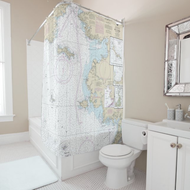 Bering Sea Eastern Part Alaska Nautical Chart Shower Curtain (In Situ)