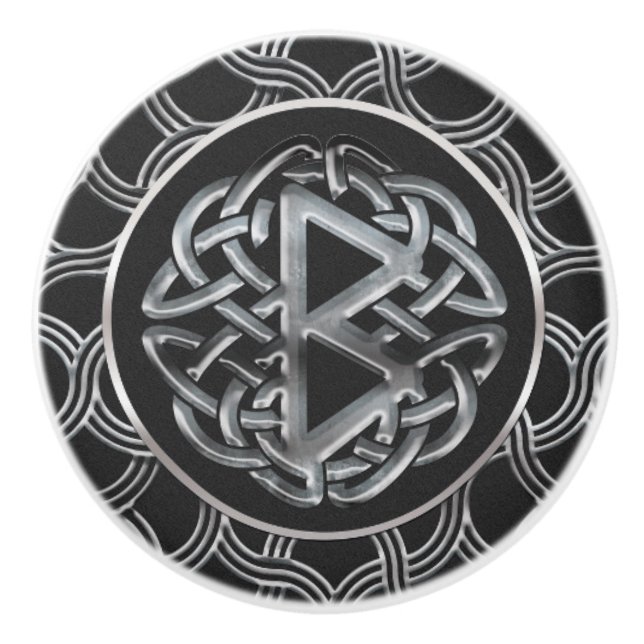 Berkana Rune  Mettallic Embossed Ceramic Knob (Front)