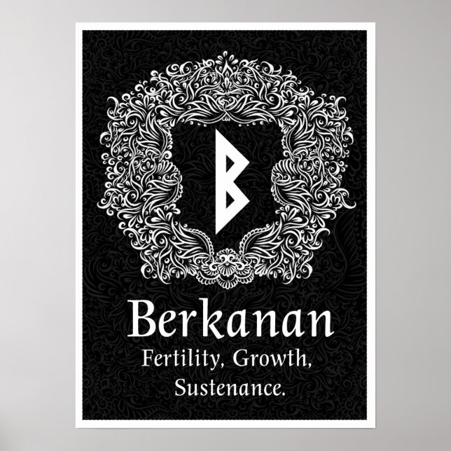 Berkanan Rune /Fertility / Black Version Poster (Front)