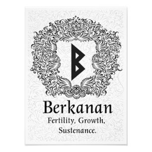 Berkanan Rune /Fertility / White Version Photo Print