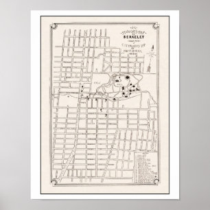 Berkeley California City Map 1898 Poster