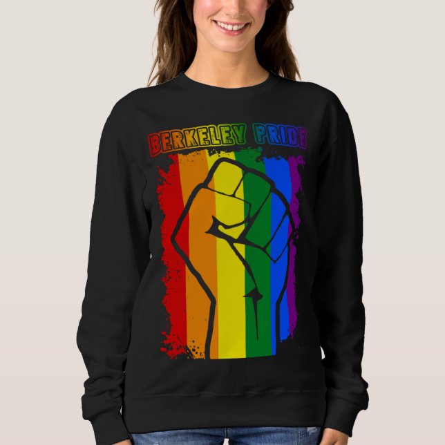 Berkeley LGBT Pride Month LGBTQ Rainbow Flag Gay L Sweatshirt (Front)
